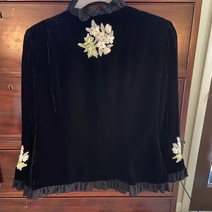Gorgeous, velvet unique jacket with silk appliqué, size 8